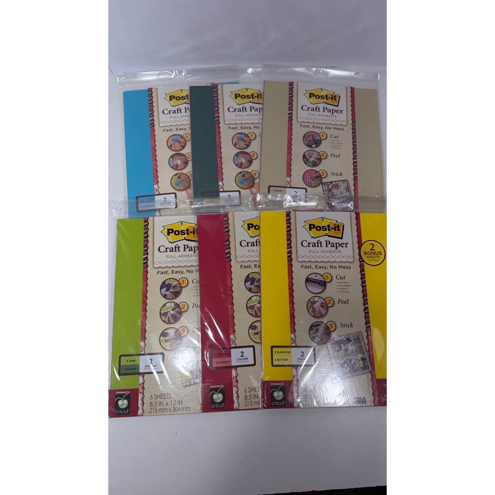 Post It Craft Paper Full Adhesive 8.5" X 11" White 6 Pack Sealed 2 Color 6 Sheet